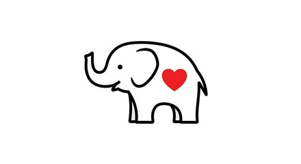 Fototapeta premium 線画の優しさ、愛を運ぶ象