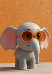 オレンジ色のサングラス、小さな象