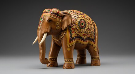 木彫りの象、華麗なる装飾