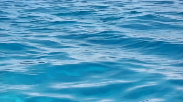 Tranquil ocean water surface texture with vibrant blue color and gentle waves creating a natural pattern
