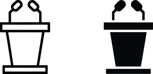 Podium Icon Set &ndash; Minimalist Symbols of Public Speaking and Media Presence