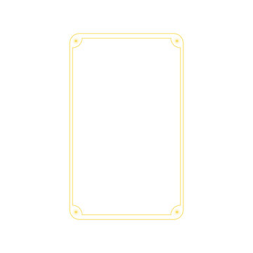 Empty golden rectangular frame creating a decorative border for a playing card, featuring small stylized sun motifs in each corner, often used for tarot or oracle cards
