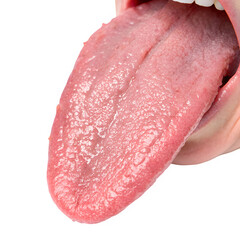 Human tongue isolated on transparent background