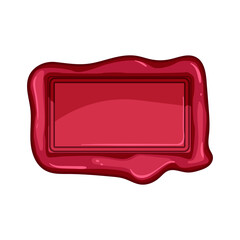 Red wax seal stamp forming a rectangular frame, providing copy space for text or a logo, symbolizing security, vintage style, official documents, and confidentiality © PikePicture