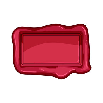 Red wax seal stamp forming a rectangular frame, providing copy space for text or a logo, symbolizing security, vintage style, official documents, and confidentiality