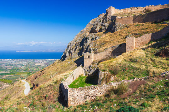 View to the remains of Acrocorinth castle