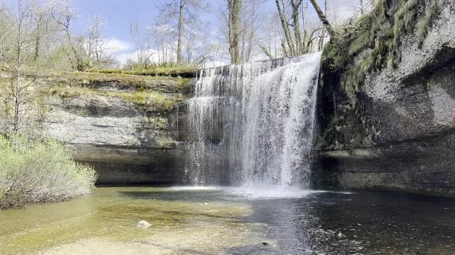 waterfalls in forest, cascades de Herisson, France
