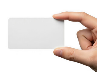 Hand holding blank card isolated on transparent background