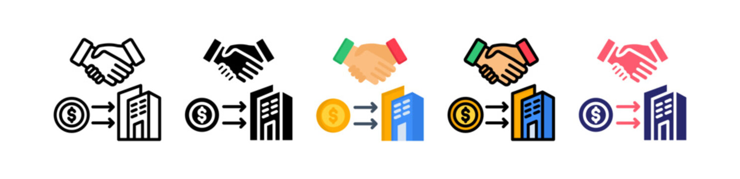 Acquisition Multiple Style Icon Set Collection. 