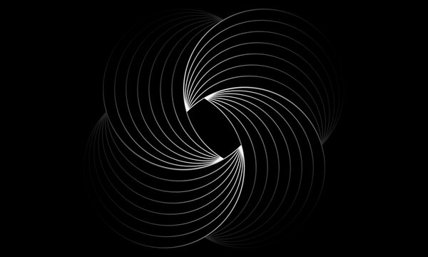 Abstract White Line Spiral Swirl Modern Geometric Black Background - Powered by Adobe