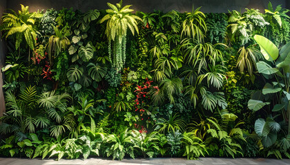 Vibrant Green Wall - Lush Foliage and Botanical Display.
