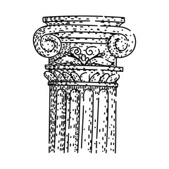 Naklejka premium Drawing an elegant classical column showcasing architectural detail, featuring volutes and fluting, representing history, culture, and traditional design elements