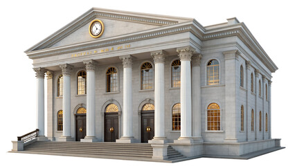 Fototapeta premium Classical Bank Building Icon - 3D Neoclassical Architecture Financial Institution Isolated