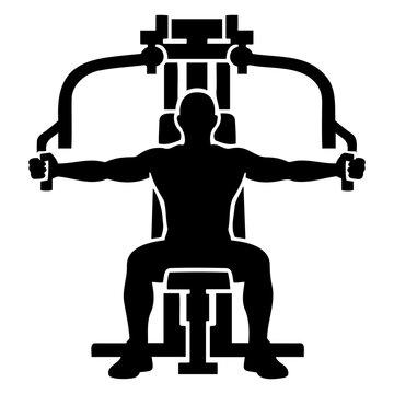 Man Strength Training on Chest Fly Machine Silhouette Icon