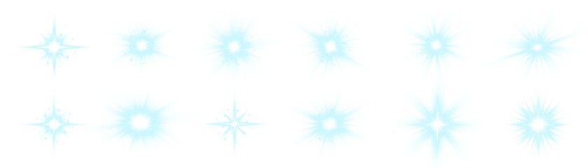 White sparkling lens flare with radiant glow and starburst effect. Perfect for festive or magical illustrations. Transparent overlay for creative use.