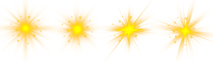 Bright star flare with glowing rays and sparkling glitter. Suitable for holiday designs or magical illustrations. Transparent PNG overlay for use.