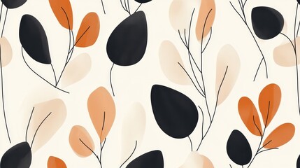 Fototapeta premium Elegant Pastel Floral Design with Delicate Leaves and Modern Foliage in a Soft Neutral Palette