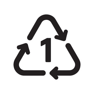 Recycling Symbol Number 1 PET Plastic Vector Icon