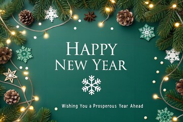 Happy New Year Corporate Greeting, Business New Year 2026 Card, Contract Furniture Solutions Holiday Wish, Green Christmas New Year Design, Client Appreciation New Year Poster