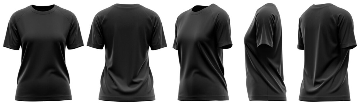 T-Shirt Slim Fit with Raglan Short Sleeves and Round Neck for Women&rsquo;s Apparel, Black 