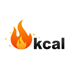 Kcal icon vector symbol of burning fitness calories. Vector illustration