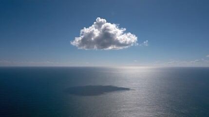 Cloud over ocean serene aerial view of blue sky and sea peaceful landscape