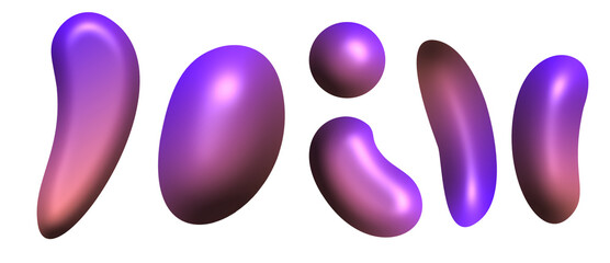 Abstract glossy organic shapes with colorful modern gradient appearance