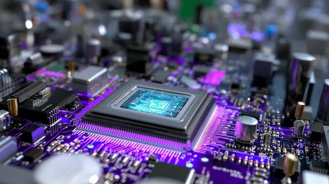 Close-up circuit board with processor