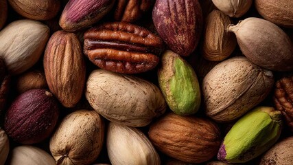 Mixed nuts and pistachios close-up