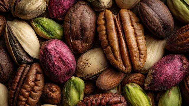 Mixed nuts and dried fruits close-up