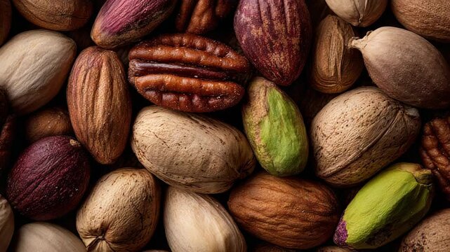 Mixed nuts and pistachios close-up