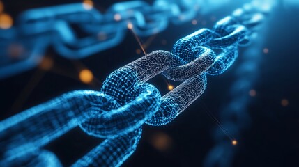 Abstract digital chain technology and connectivity visualization