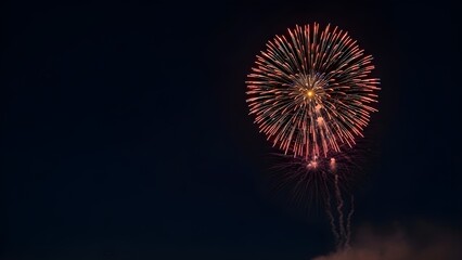 Fototapeta premium A black background and fireworks are positioned in the upper frame.