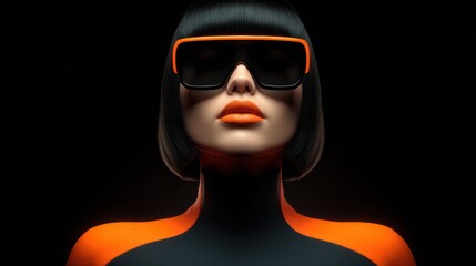 A striking studio portrait showcases a woman with bold style and modern elegance.