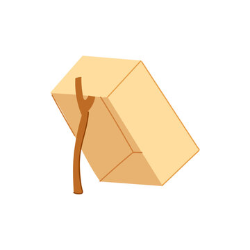 Simple box trap stands propped open with a stick, representing a traditional method for capturing small animals or symbolizing risk, strategy, and hidden dangers