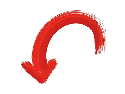 Red brush stroke arrow pointing down