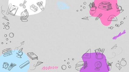 Back to School Book Paper Doodles Illustration. Back to School background with Book Paper and school supplies Doodles. Back to School Banner.