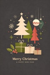 Merry Christmas and Happy New Year festive holiday graphic design