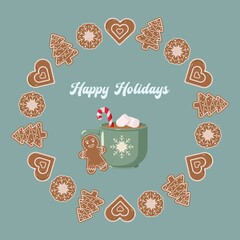 Happy Holidays Cocoa and Cookie Wreath © Lipitorika