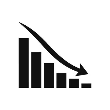 Downward trend graph icon isolated on transparent background