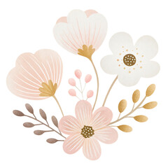 Watercolor pastel floral illustration with soft blossoms and delicate spring details
