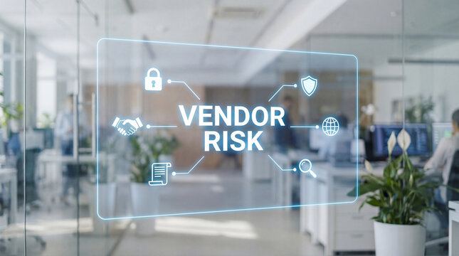 Vendor risk management evaluation process for third party supplier security compliance monitoring reducing business operational vulnerabilities exposure