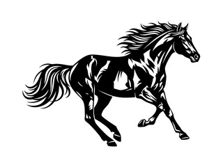 Obraz premium Galloping Horse Silhouette Vector Art Illustration Majestic Equine Running Free