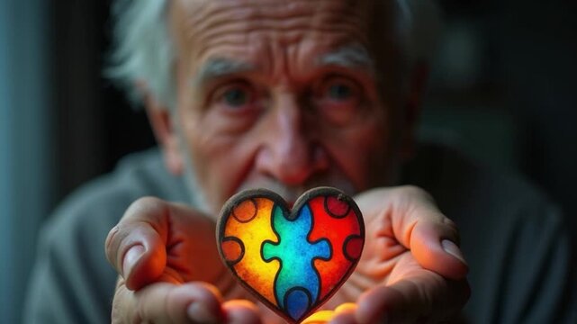 Hands Holding Autism Puzzle Heart Symbolizing Hope and Acceptance