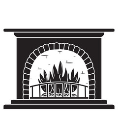 Fireplace Black Filled Vector Icon. fireplace mantel silhouette vector illustration. Mantelpiece symbol, logo illustration.