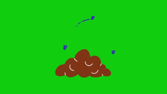 Poop on green background