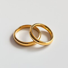 A pair of golden wedding rings isolated on a white background