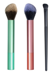 Set of blush and powder brushes on a white background
