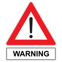 Warning icon with exclamation mark traffic sign representing danger alert, safety notice and caution symbol