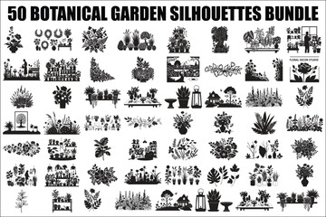 50 Botanical Garden Silhouette bundle